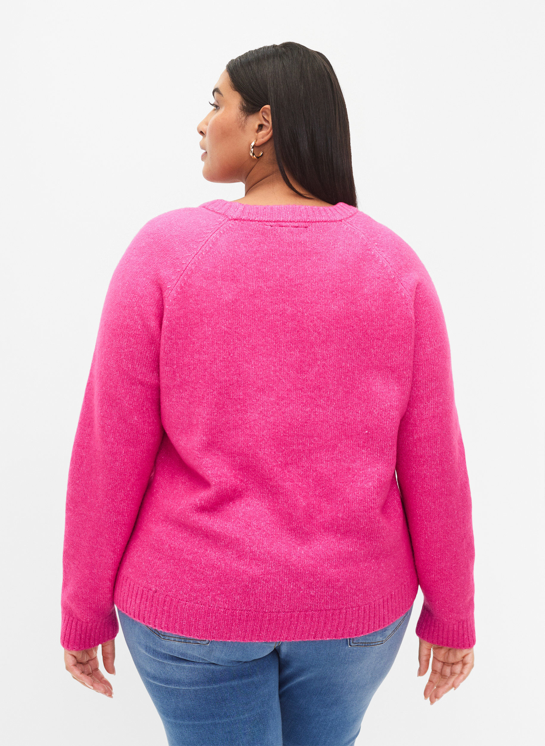 ZizziStrickpullover mit aufgesticktem Text, Raspberry Rose, Model image number 1