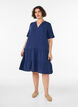 Kurzes A-Linien-Kleid aus Baumwollmusselin, Blau, Model image number 1