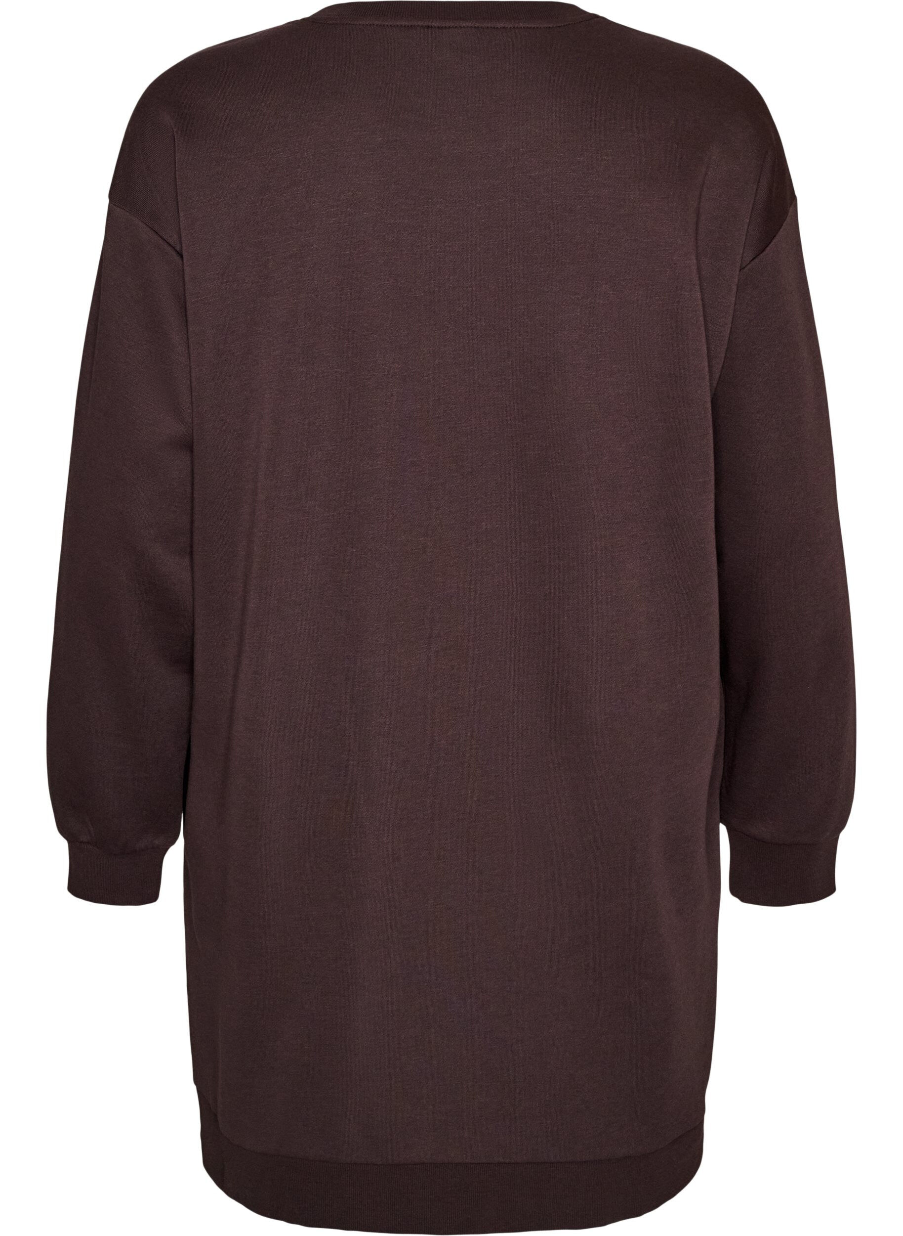ZizziLockeres Sweatkleid mit Taschen, Braun, Packshot image number 1