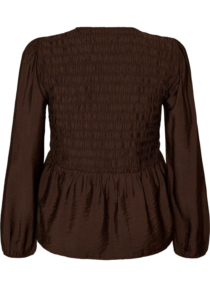 Bluse mit Puff und langen &Auml;rmeln, Braun, Packshot image number 1