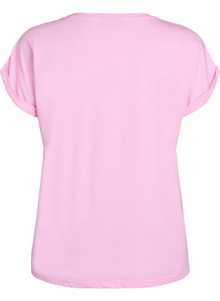 Kurz&auml;rmeliges T-Shirt aus einer Baumwollmischung, Pink, Packshot image number 1