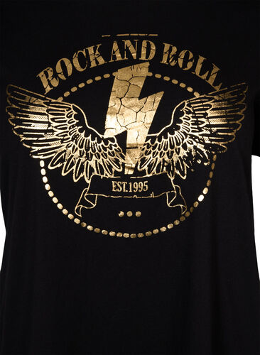 Kurzärmeliges Baumwoll-T-Shirt mit Print, Black Rock, Packshot image number 2