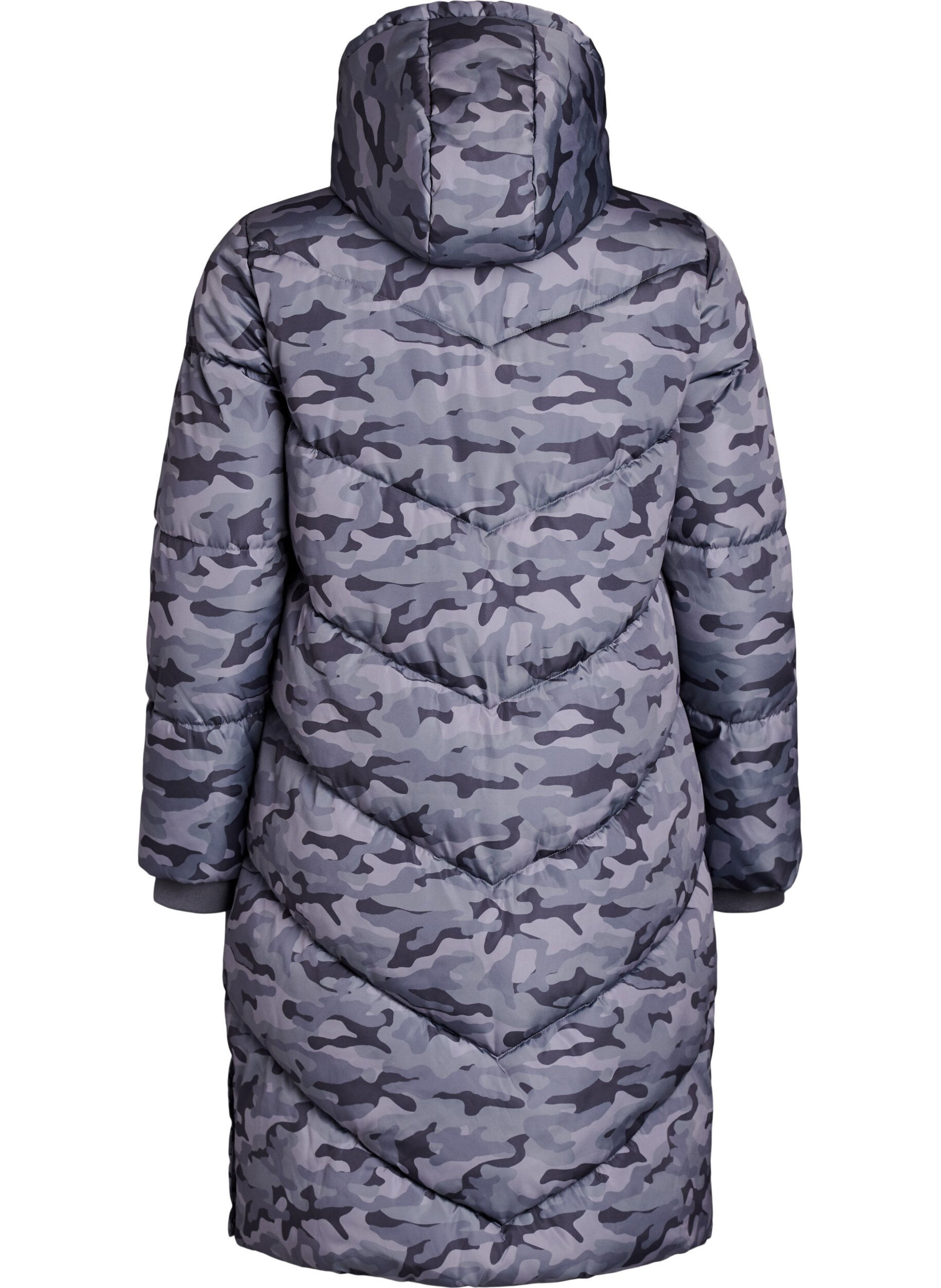 ZizziLange Camouflage-Steppjacke, Grau, Packshot image number 1