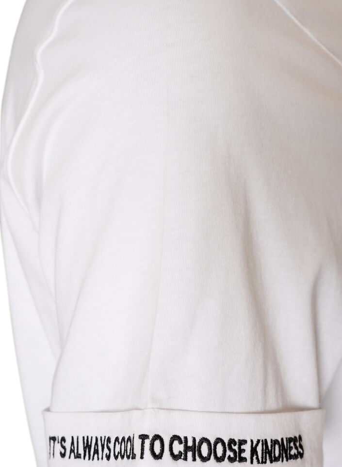 T-Shirt aus Baumwolle mit aufgesticktem Text, Wei&szlig;, Packshot image number 3