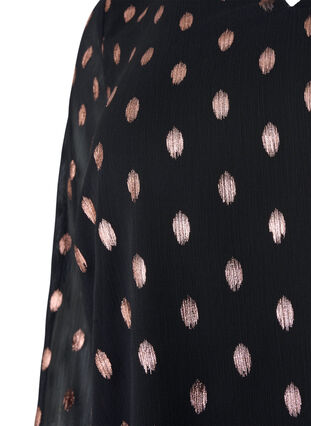 Bedruckte Bluse mit V-Ausschnitt, Black/R.Gold Diamond, Packshot image number 2