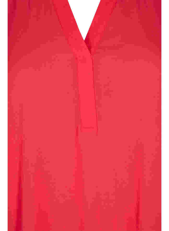 Bluse mit 3/4 Ärmeln und V-Ausschnitt, Hibiscus, Packshot image number 2