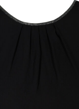 Einfarbige Bluse mit kurzen Ärmeln, Black, Packshot image number 2