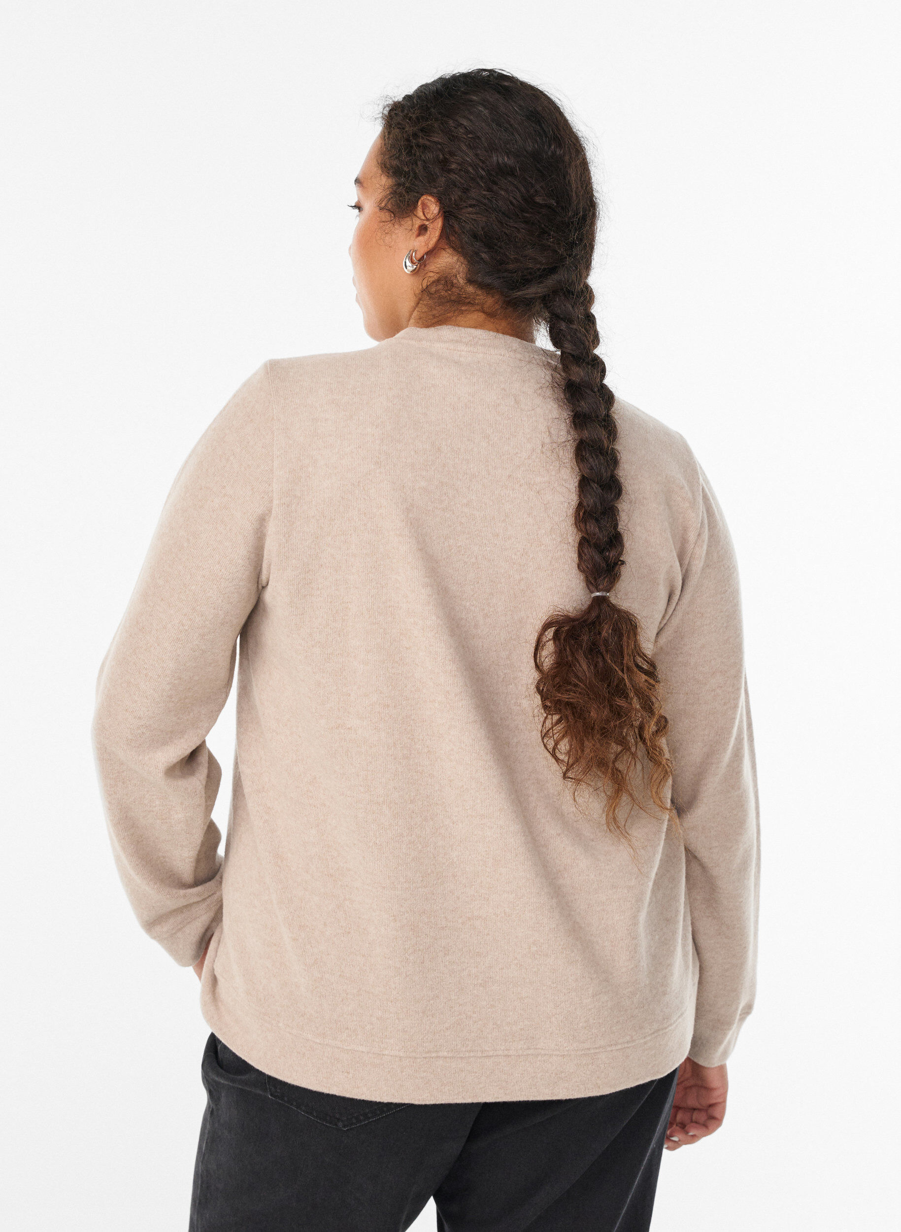 ZizziCardigan aus Jersey mit Rundhalsausschnitt und Kn&ouml;pfen, Beige, Model image number 2