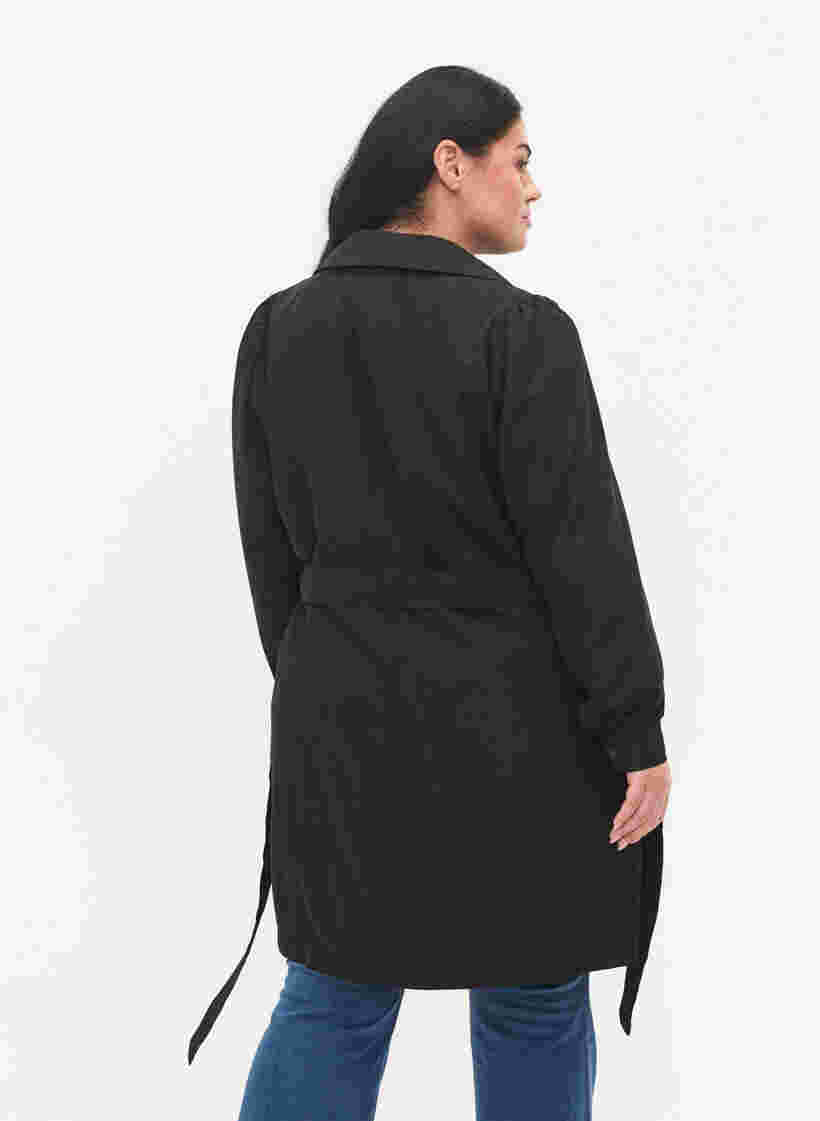 Trenchcoat mit Gürtel und Taschen, Black, Model image number 1
