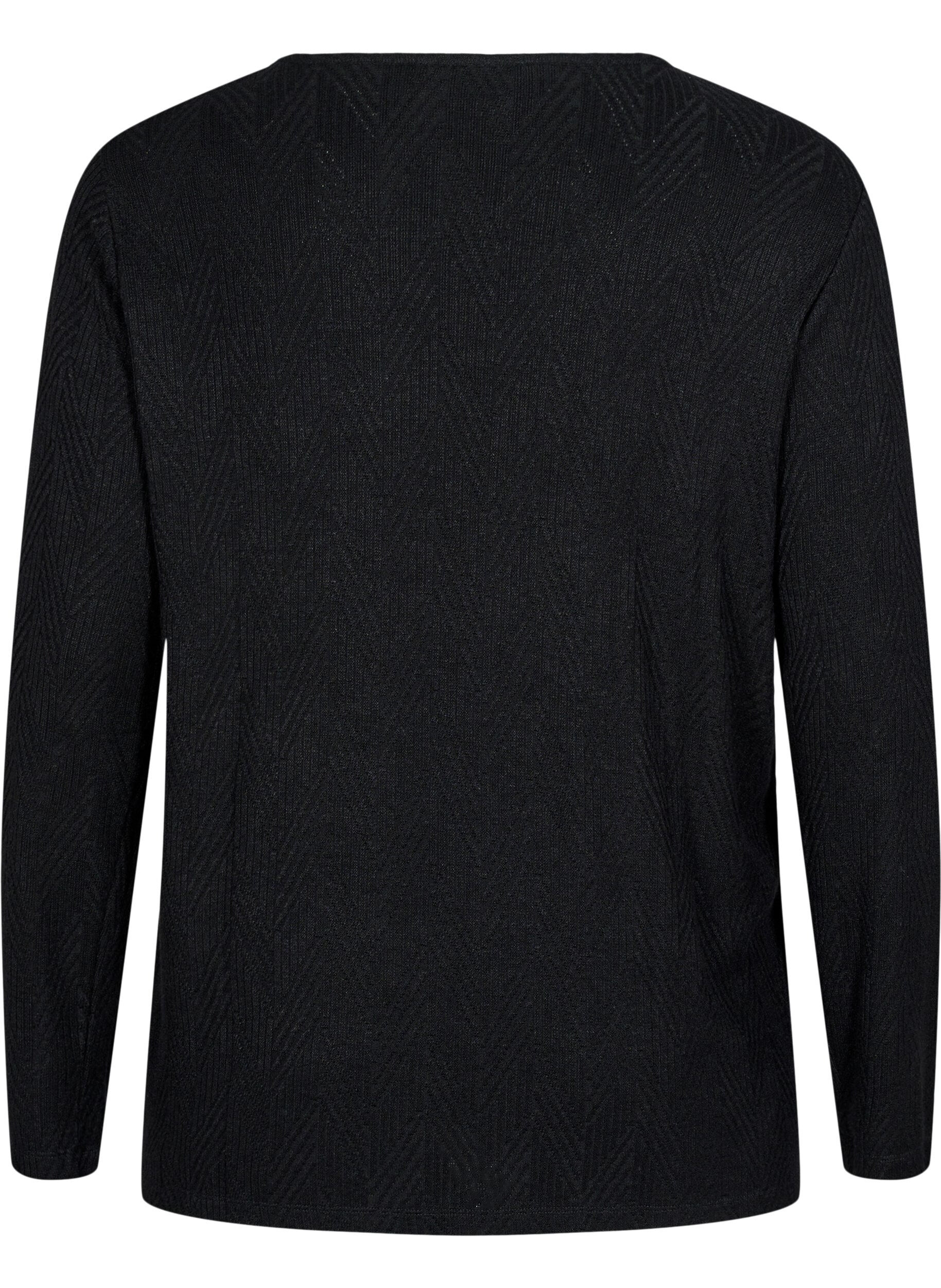 ZizziGemusterte Bluse mit langen &Auml;rmeln, Schwarz, Packshot image number 1