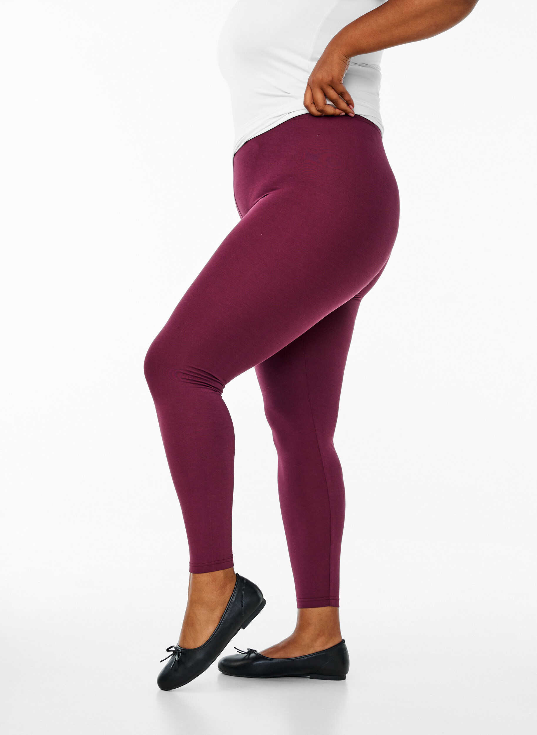 ZizziBasic Leggings aus Viskose, Dunkles Bordeaux, Model image number 0