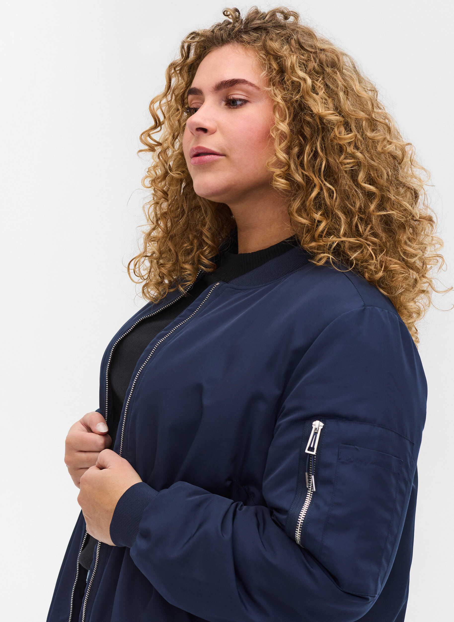 ZizziLange Bomberjacke mit Taschen, Navy Blazer, Model image number 2