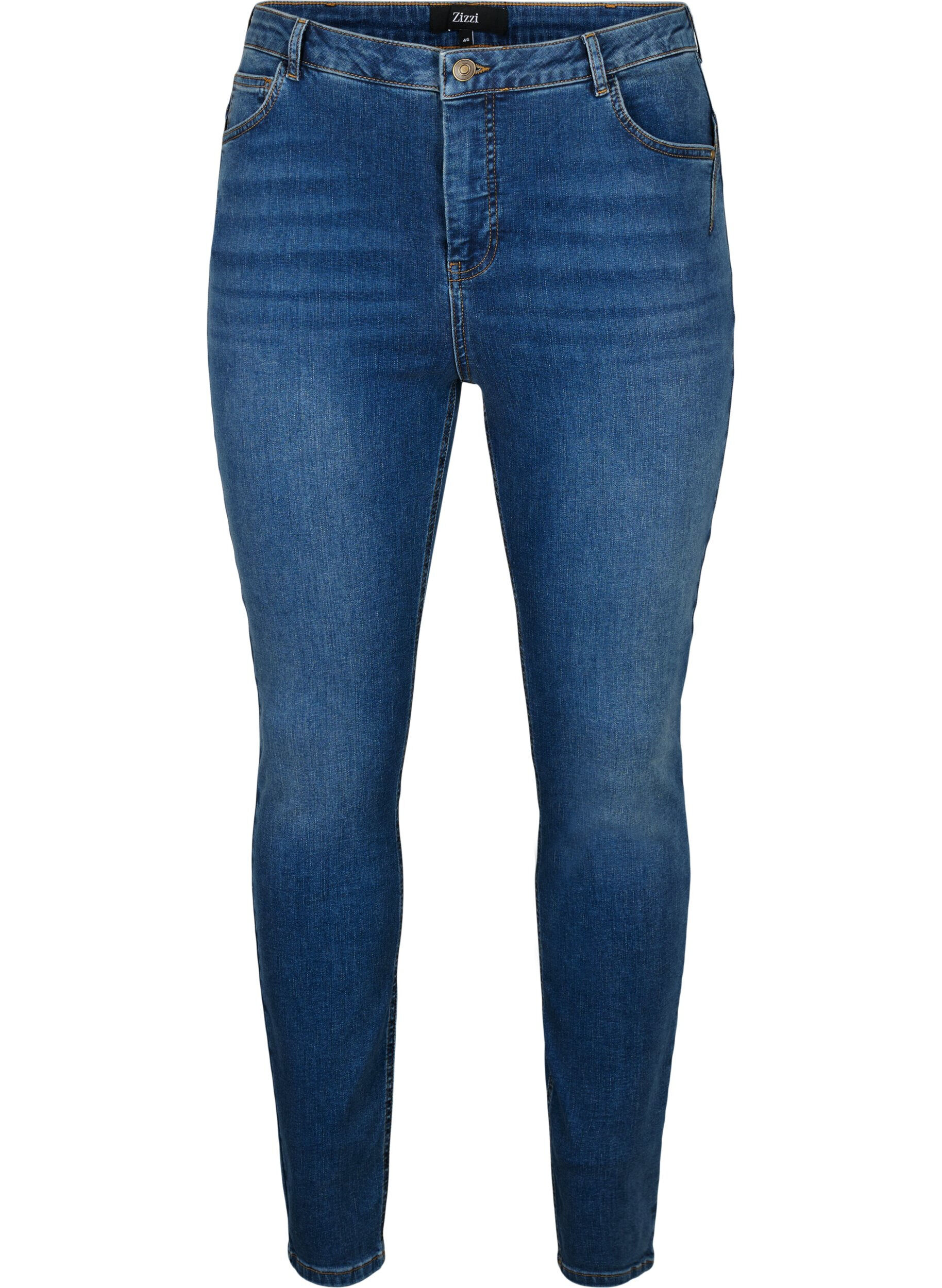ZizziSuper schlanke Amy Jeans mit hoher Taille, Blue denim, Packshot image number 0