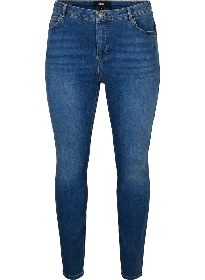 Super schlanke Amy Jeans mit hoher Taille, Blue denim, Packshot image number 0