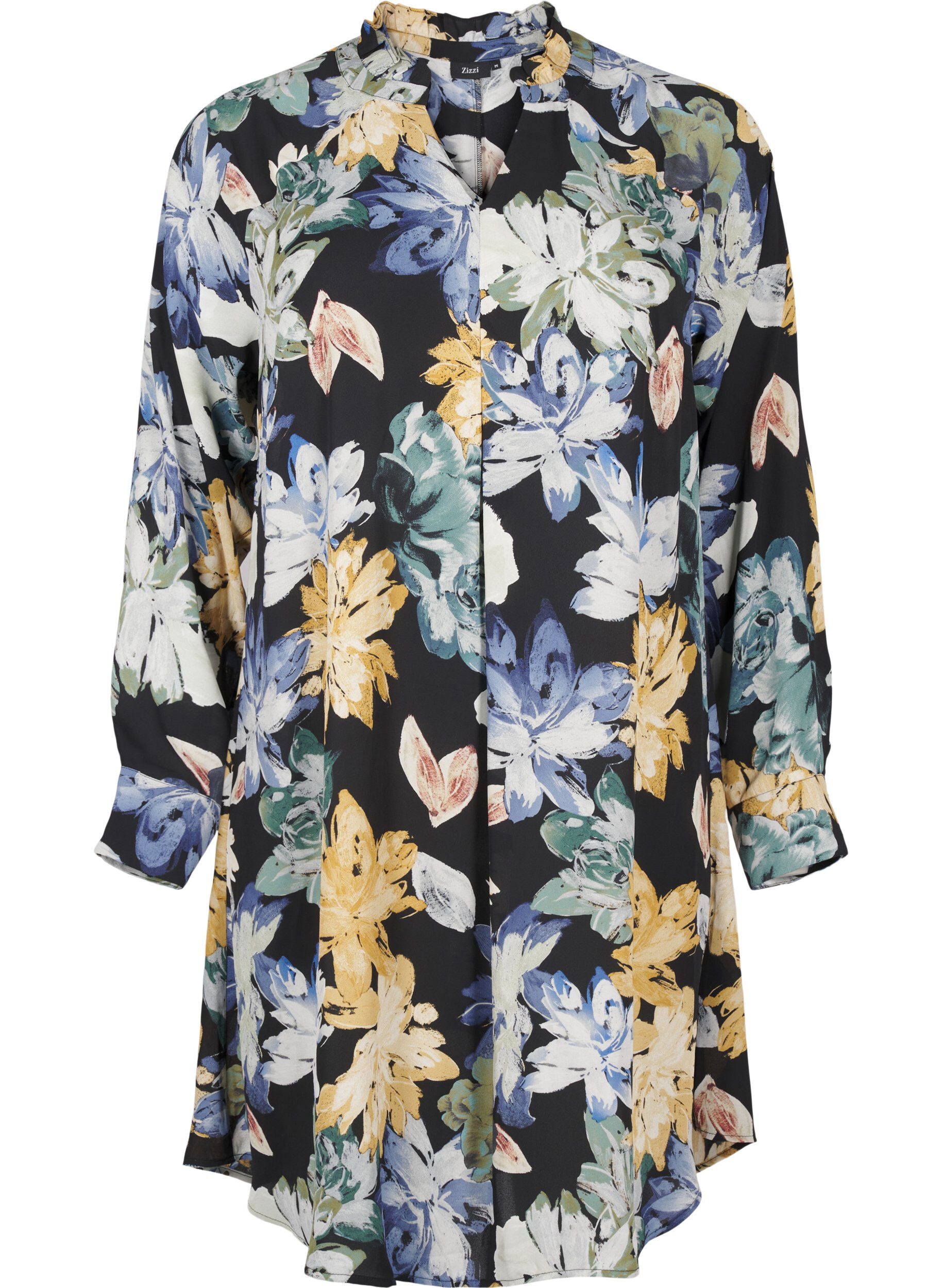 ZizziLang&auml;rmliges Kleid mit Blumendruck, Yellow Flower AOP, Packshot image number 0