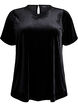 Kurzärmeliges Top aus Velours, Schwarz, Packshot image number 0