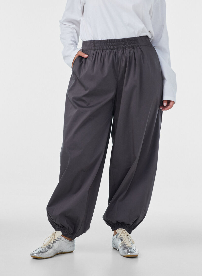 Ballonhose mit Taschen und elastischem Bund, Grau, Model image number 2