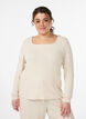 Bluse aus Jersey mit eckigem Ausschnitt und Rippstruktur, Beige, Model image number 0