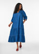 Maxikleid aus Denim mit ger&uuml;schten Stufen, Blau, Model image number 0