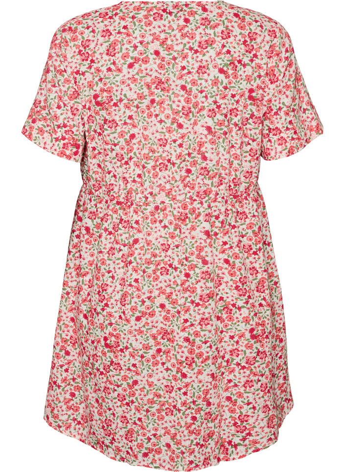 Kurzes Kleid aus Baumwolle mit Blumenprint, Rot, Packshot image number 1