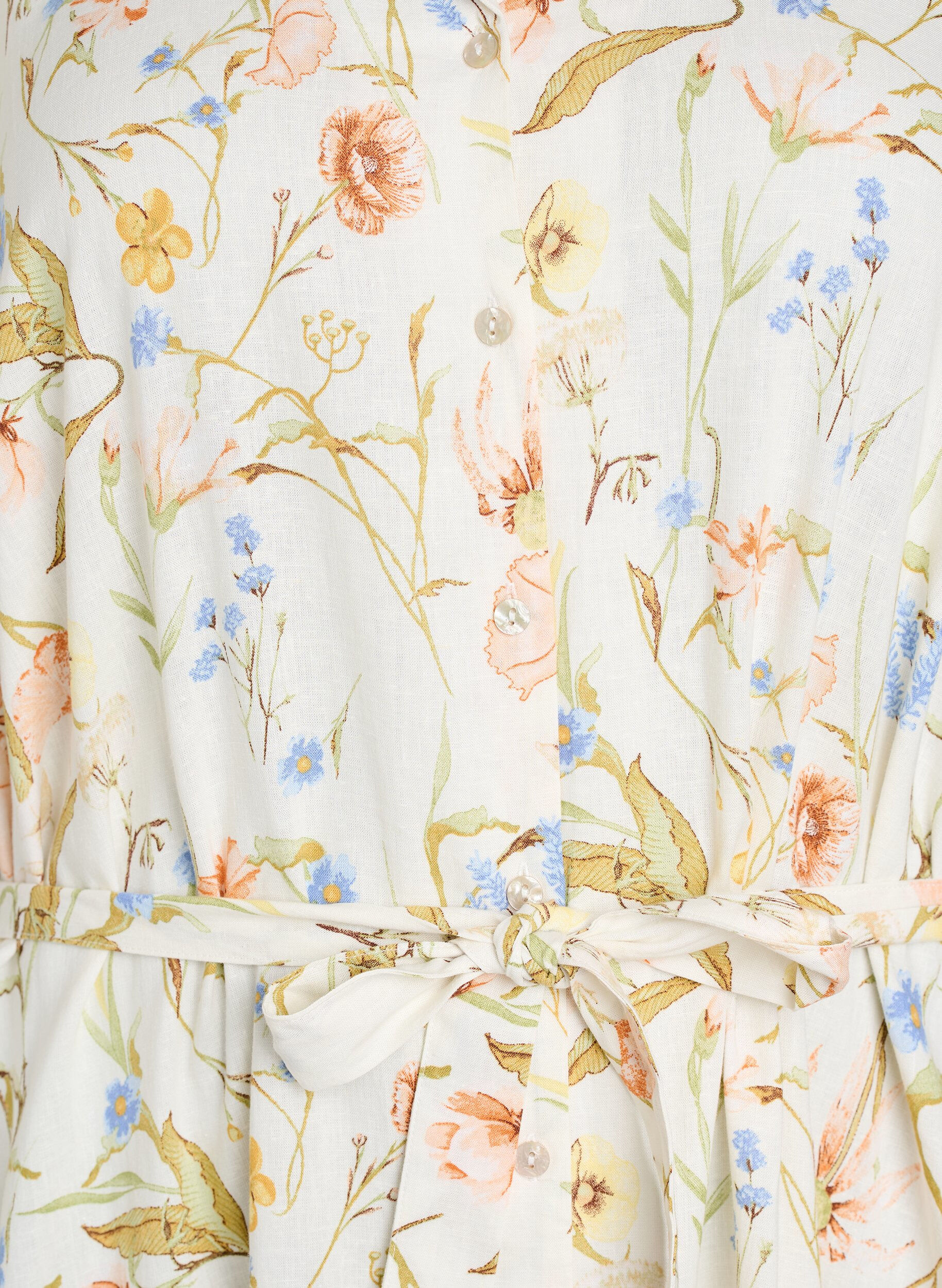 ZizziHemdblusenkleid aus Leinen und Viskose mit Bindeg&uuml;rtel, Vanille, Packshot image number 2