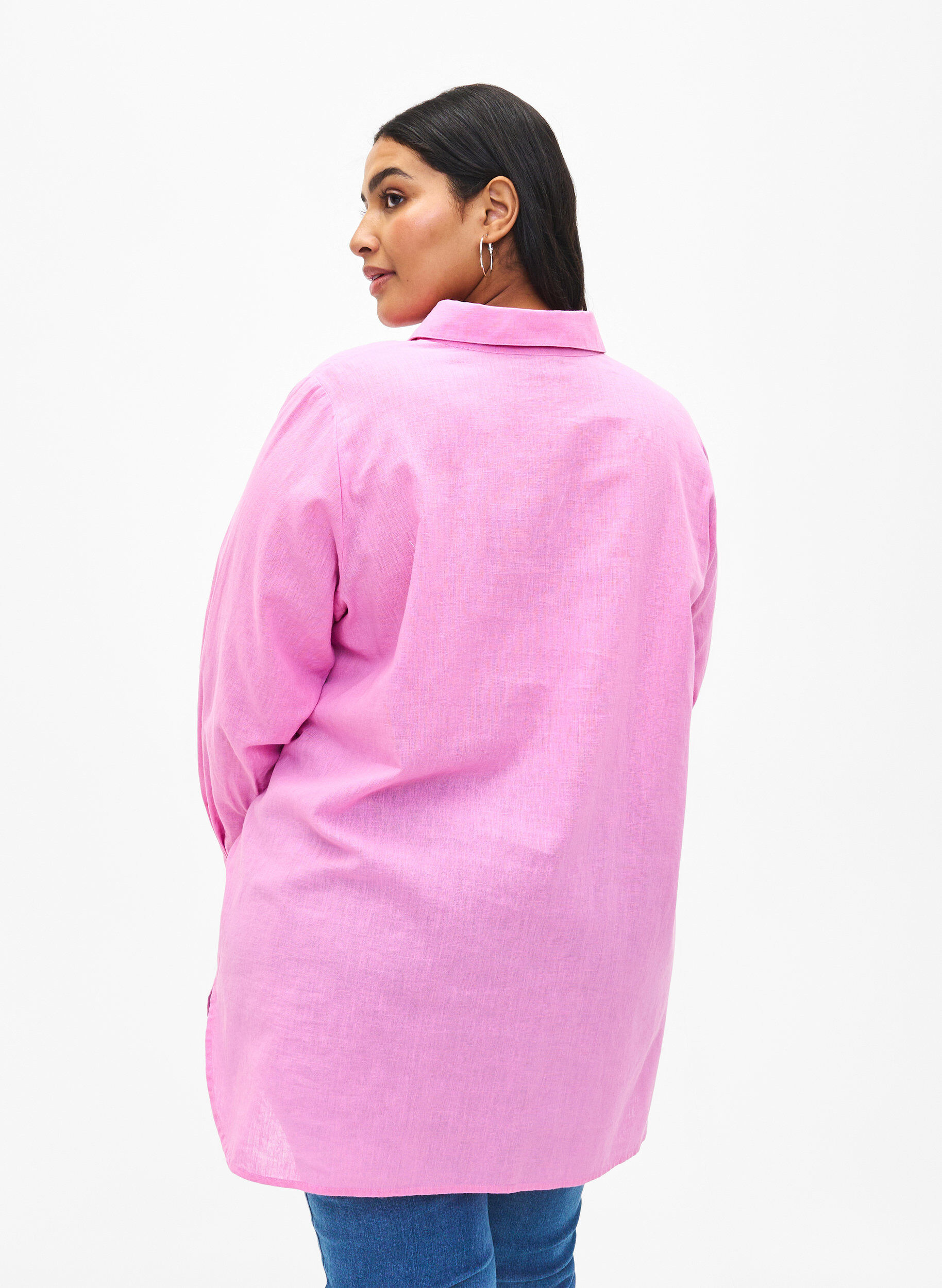 ZizziLanges Hemd aus Leinen und Baumwolle, Rosebloom, Model image number 1