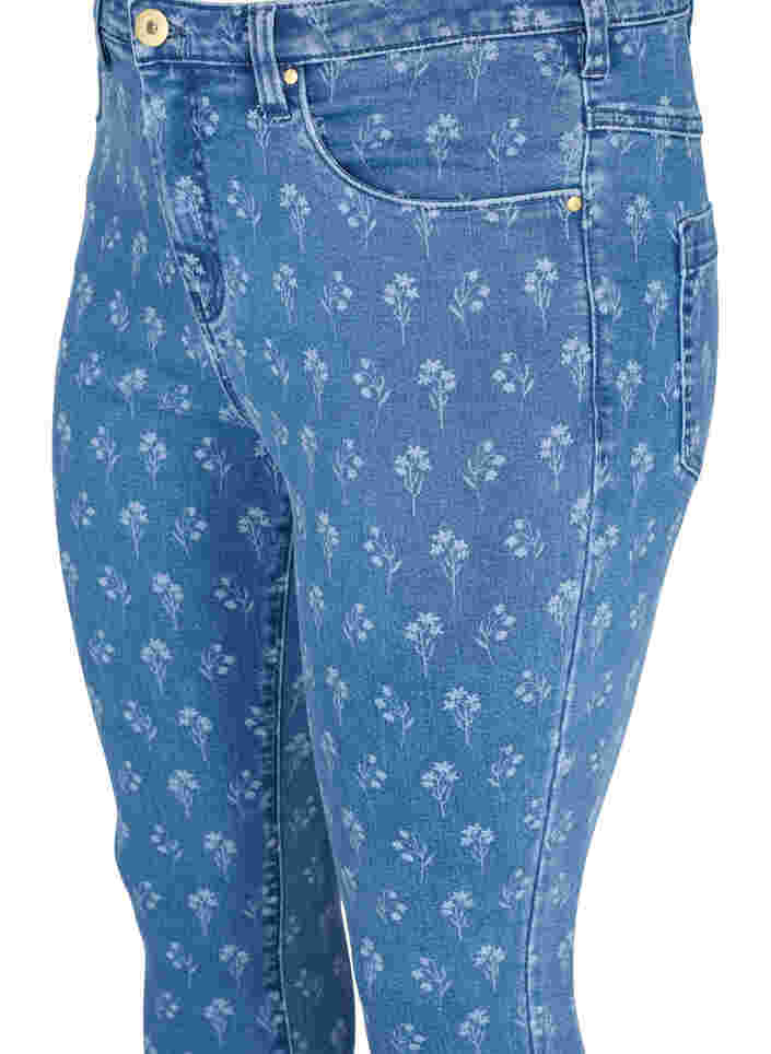 Super Slim Amy Jeans mit Blumendruck, Blue denim, Packshot image number 2