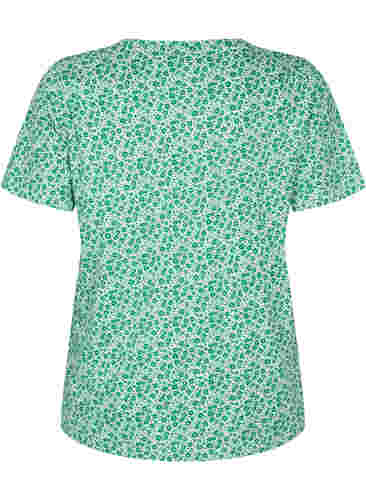 Florales T-Shirt aus Baumwolle mit V-Ausschnitt, Jolly Green AOP, Packshot image number 1