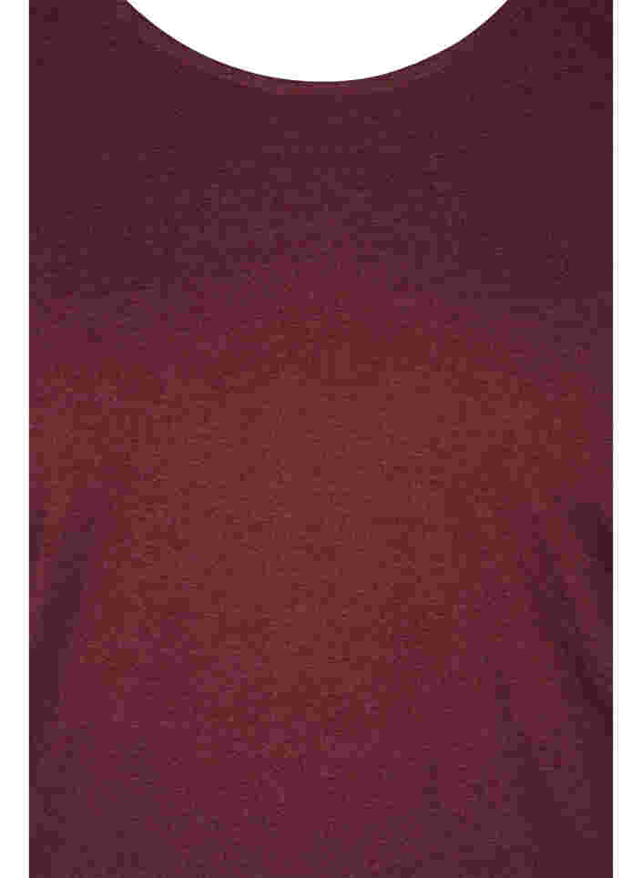 Basic Bluse mit langen Ärmeln, Cabernet Melange, Packshot image number 2