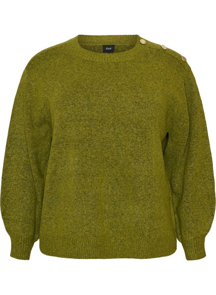 Strickbluse mit Knopfleiste, Gr&uuml;n, Packshot image number 0