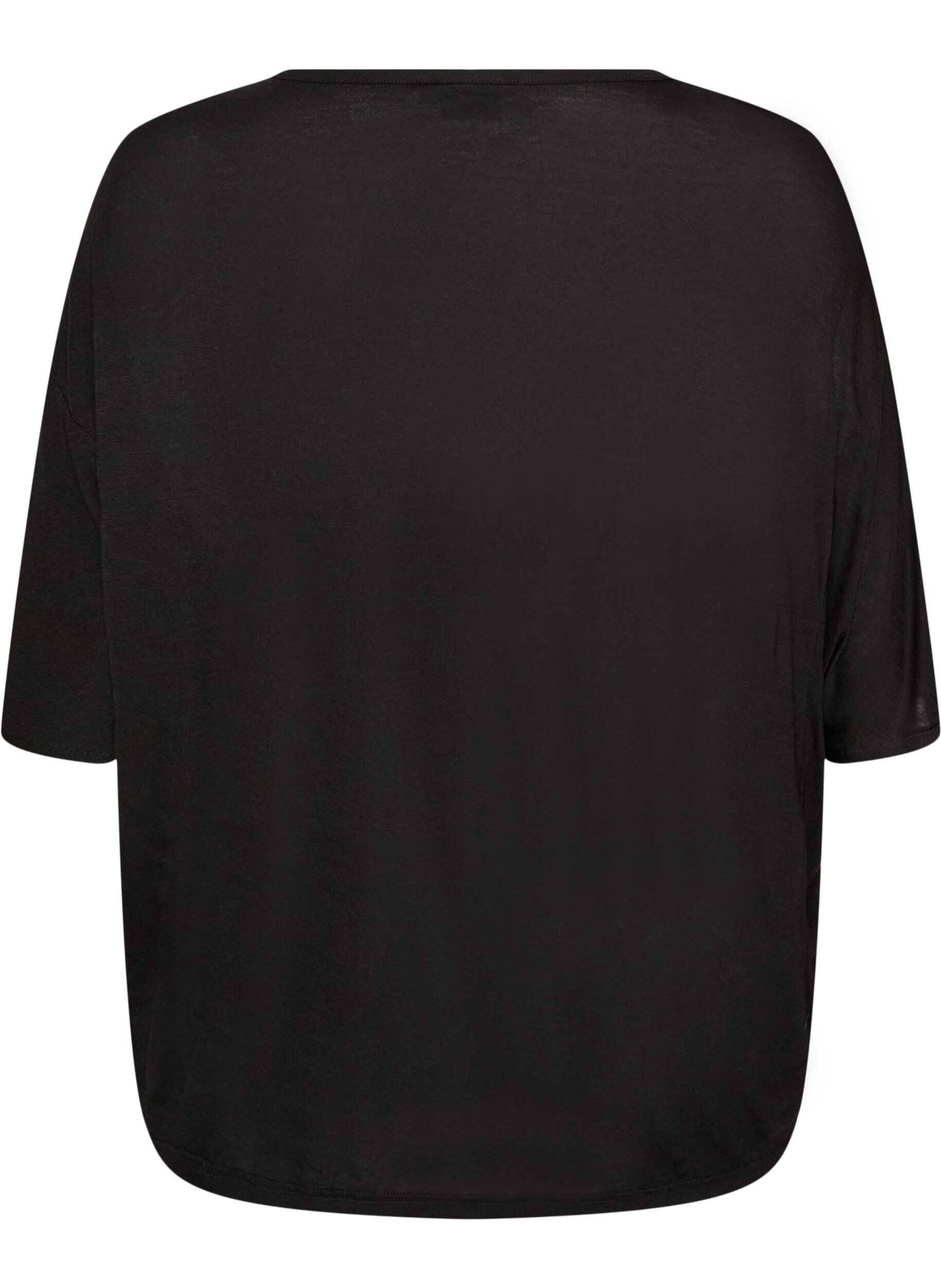 ZizziLockeres T-Shirt aus Viskose-Jersey, Schwarz, Packshot image number 1