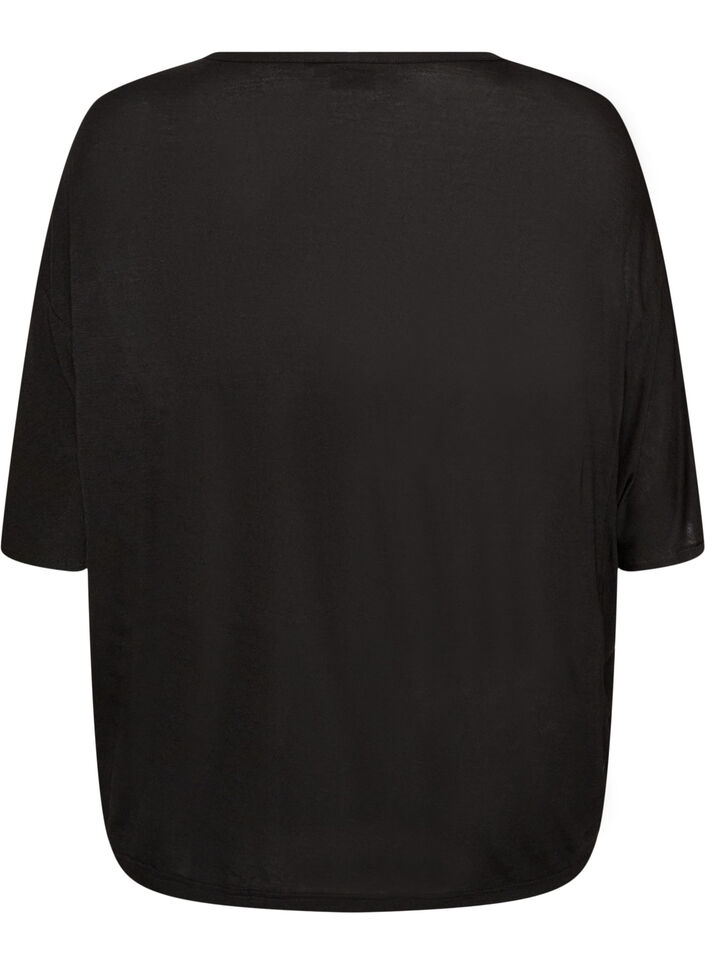 Lockeres T-Shirt aus Viskose-Jersey, Schwarz, Packshot image number 1