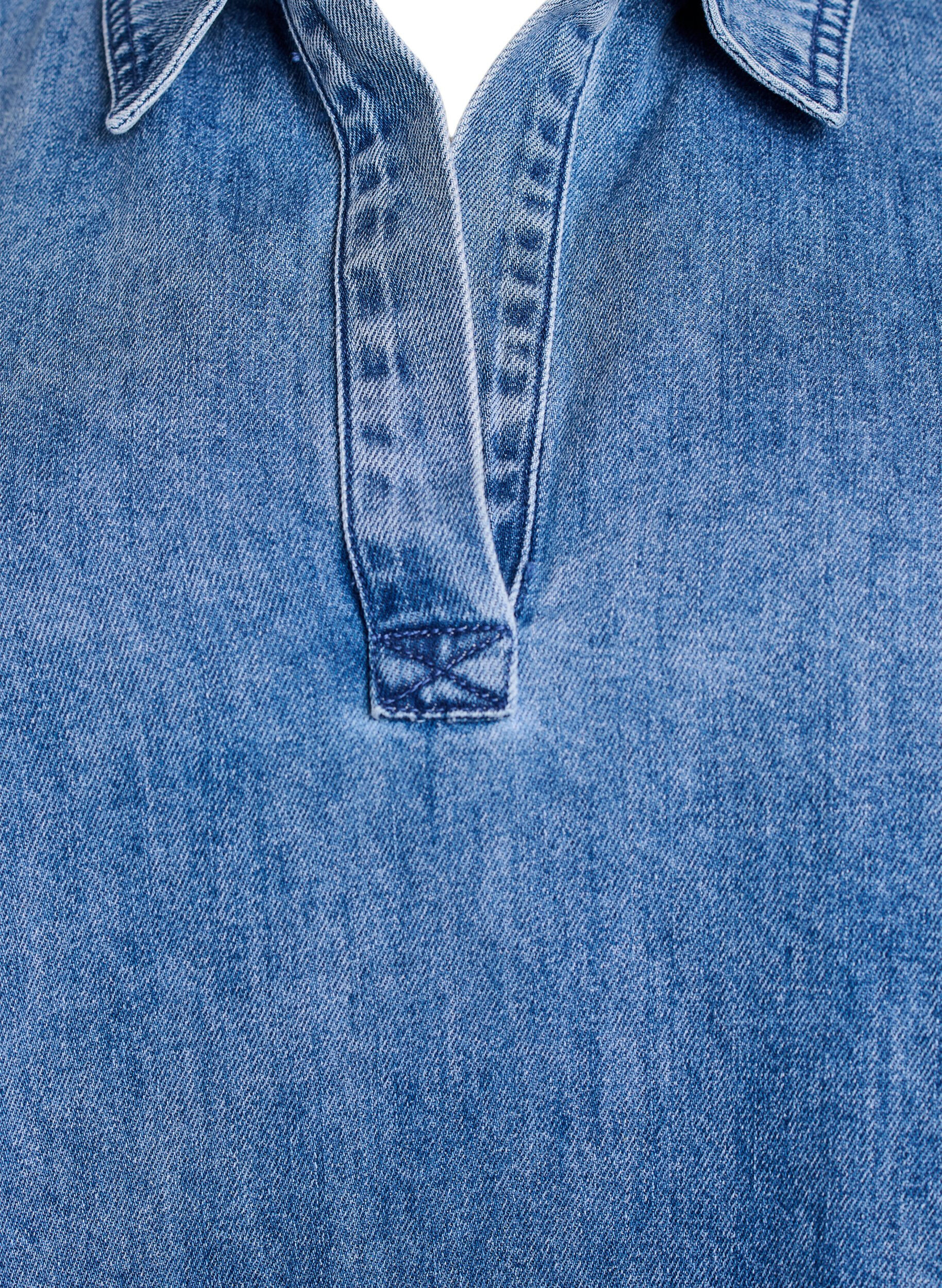 ZizziLockere Bluse aus Denim mit Kragen und V-Ausschnitt, Blau, Packshot image number 2
