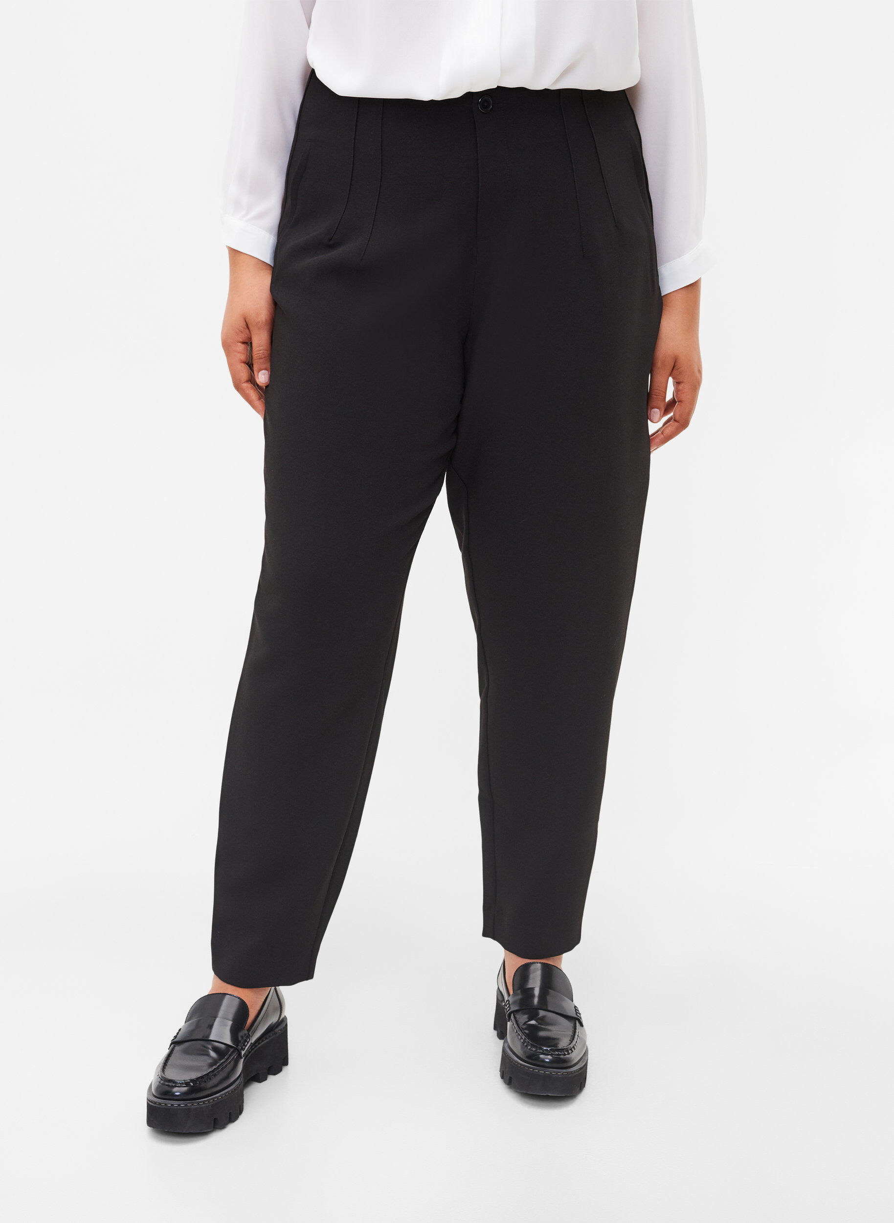 ZizziKlassische Hose mit hoher Taille, Schwarz, Model image number 2