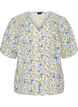 Kurz&auml;rmelige Bluse aus Baumwolle mit V-Ausschnitt, Blau, Packshot image number 0