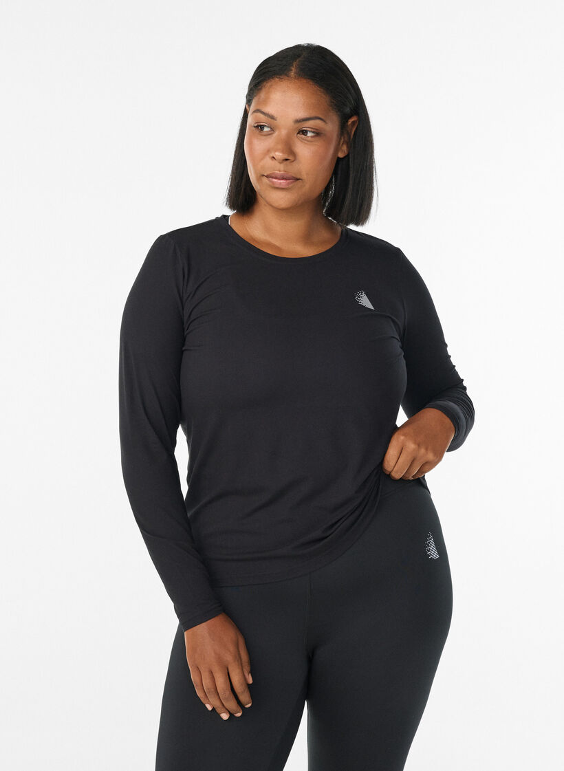 Trainingsbluse mit langen &Auml;rmeln, Schwarz, Model image number 0