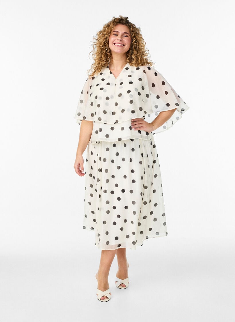 Top im Lagenlook mit Polka-Dot-Muster, Vanille, Model