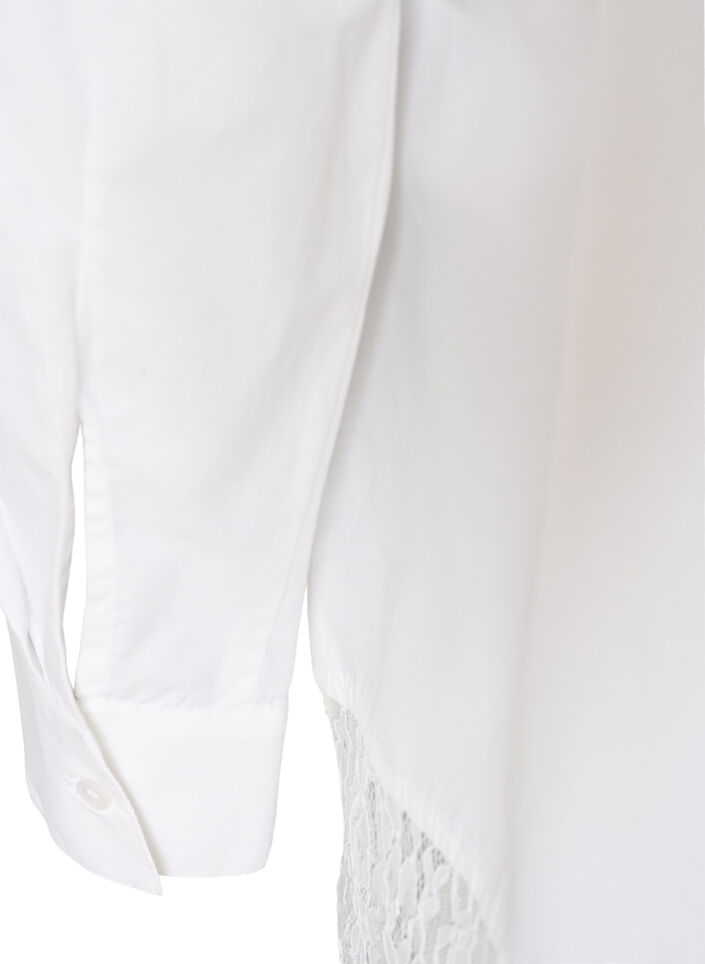 Lockere Bluse mit breiter Spitze, Wei&szlig;, Packshot image number 3