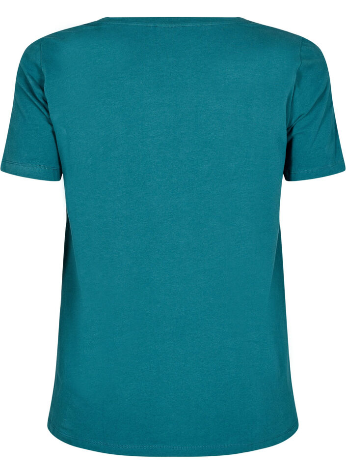 Einfarbiges basic T-Shirt aus Baumwolle, Gr&uuml;n, Packshot image number 1