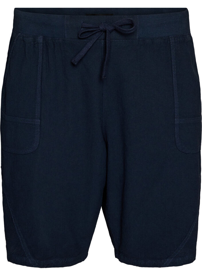 Lockere Shorts aus Baumwolle mit Taschen, Blau, Packshot image number 0