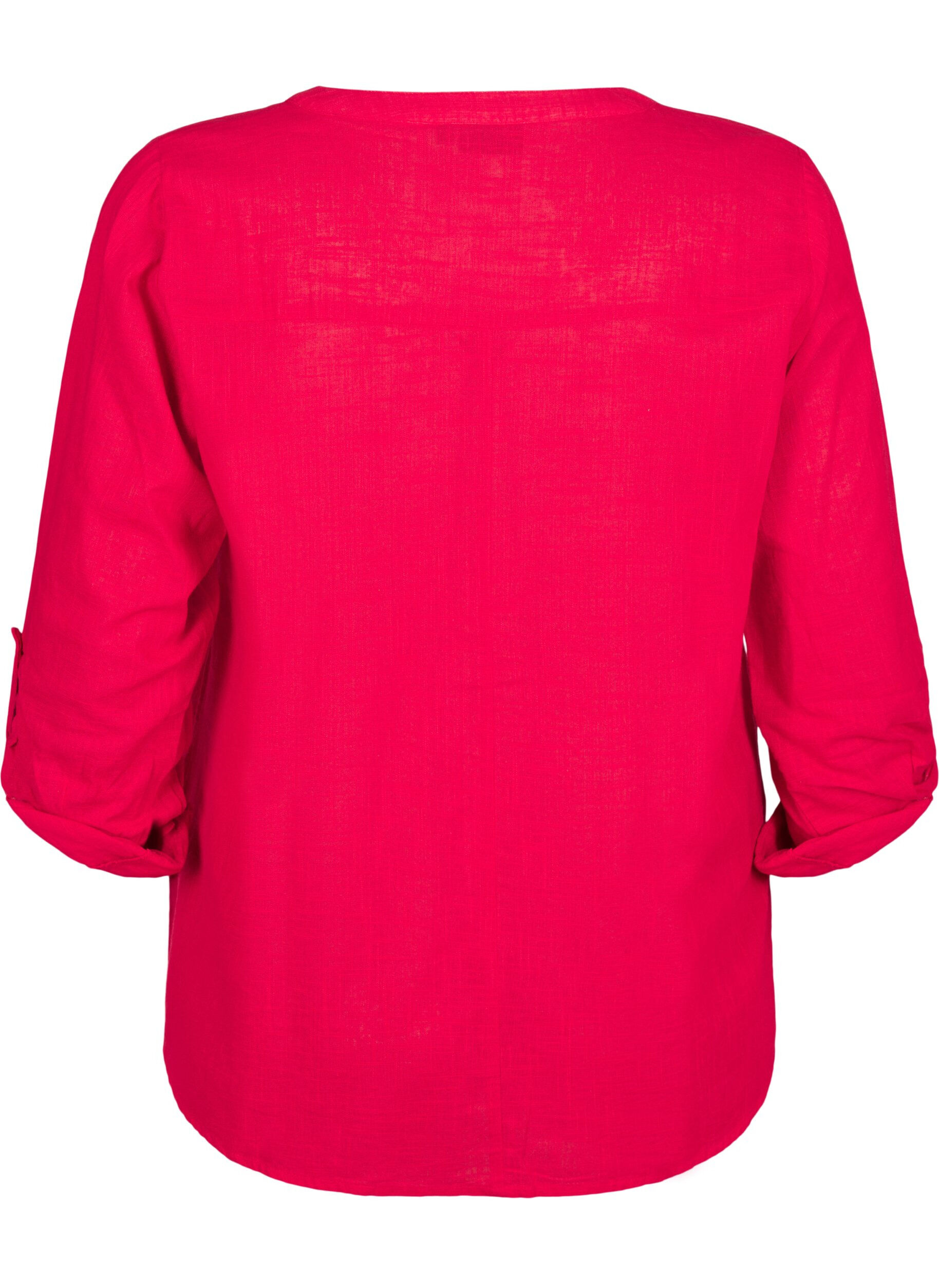 ZizziBaumwollbluse mit V-Ausschnitt, Rot, Packshot image number 1