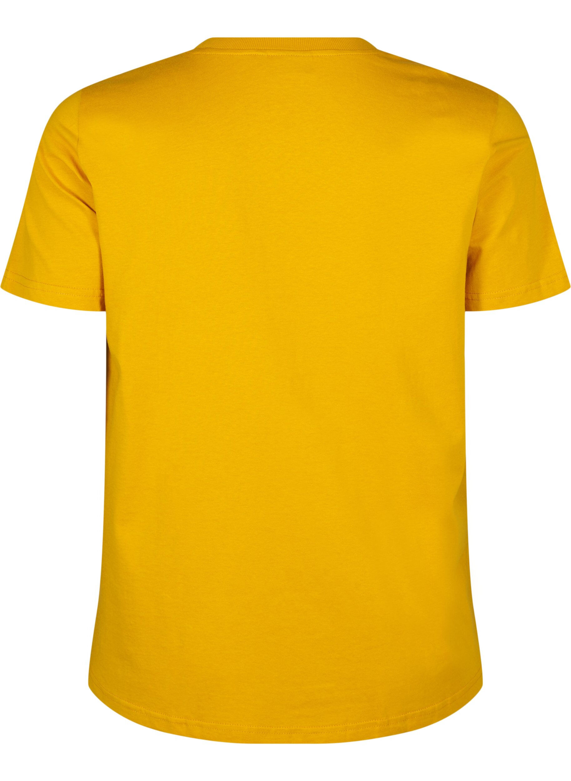 ZizziBasic-T-Shirt aus Baumwolle mit Rundhalsausschnitt, Gelb, Packshot image number 1