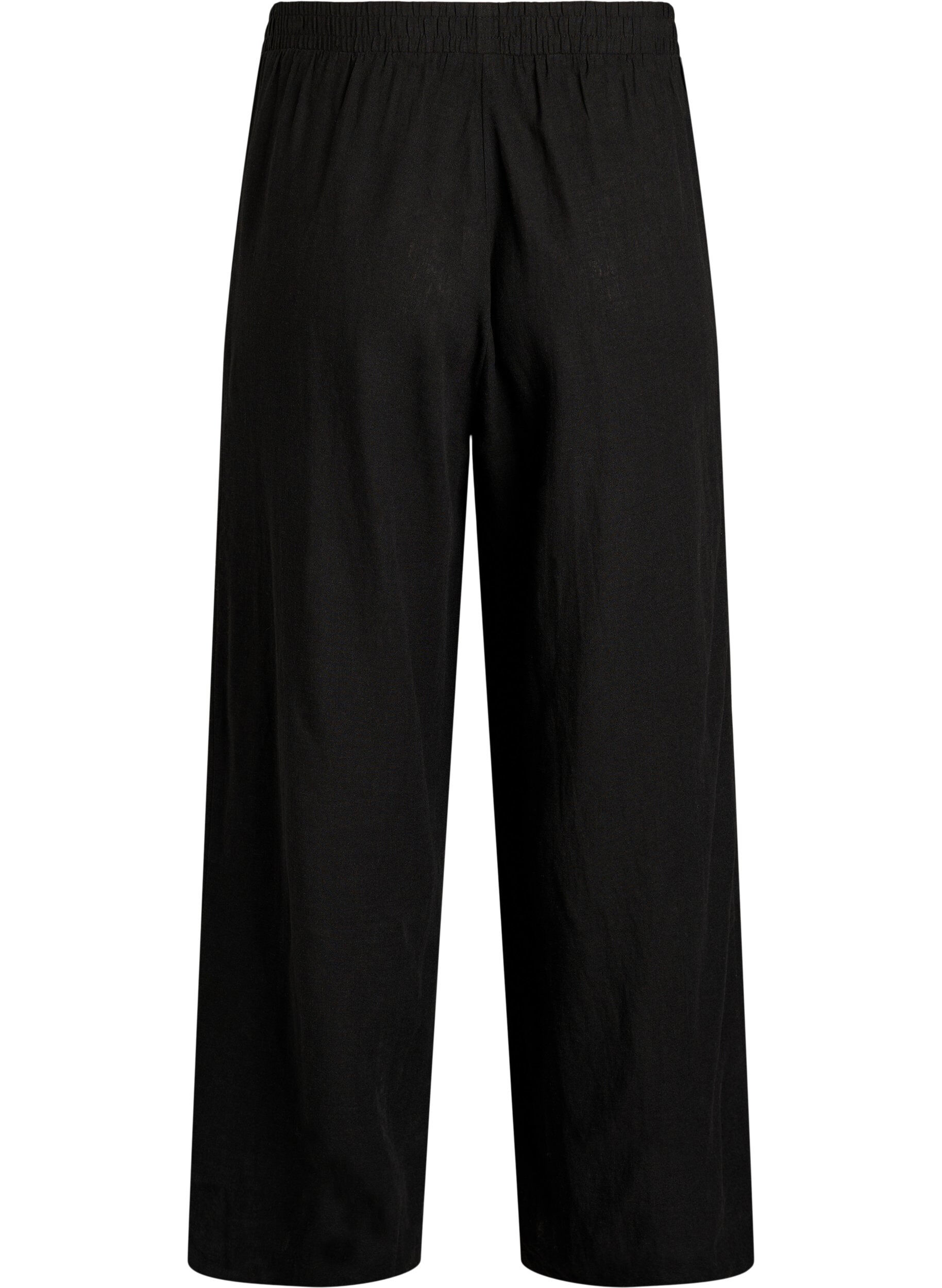 ZizziHose aus Leinen und Viskose mit weitem Bein, Schwarz, Packshot image number 1