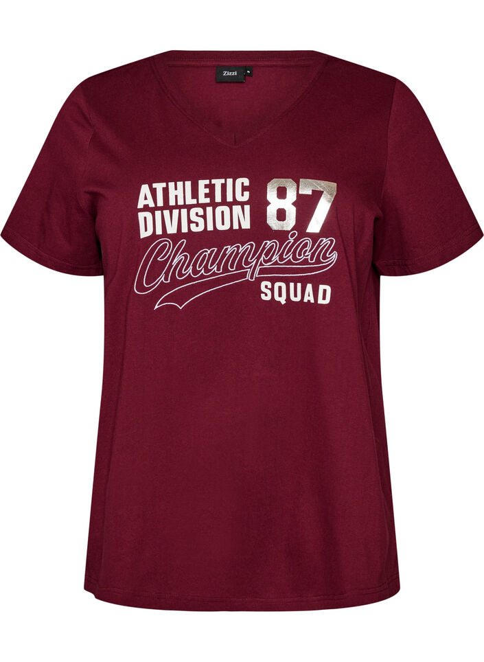 T-Shirt aus Bio-Baumwolle mit sportlichem Textprint, Rot, Packshot image number 0
