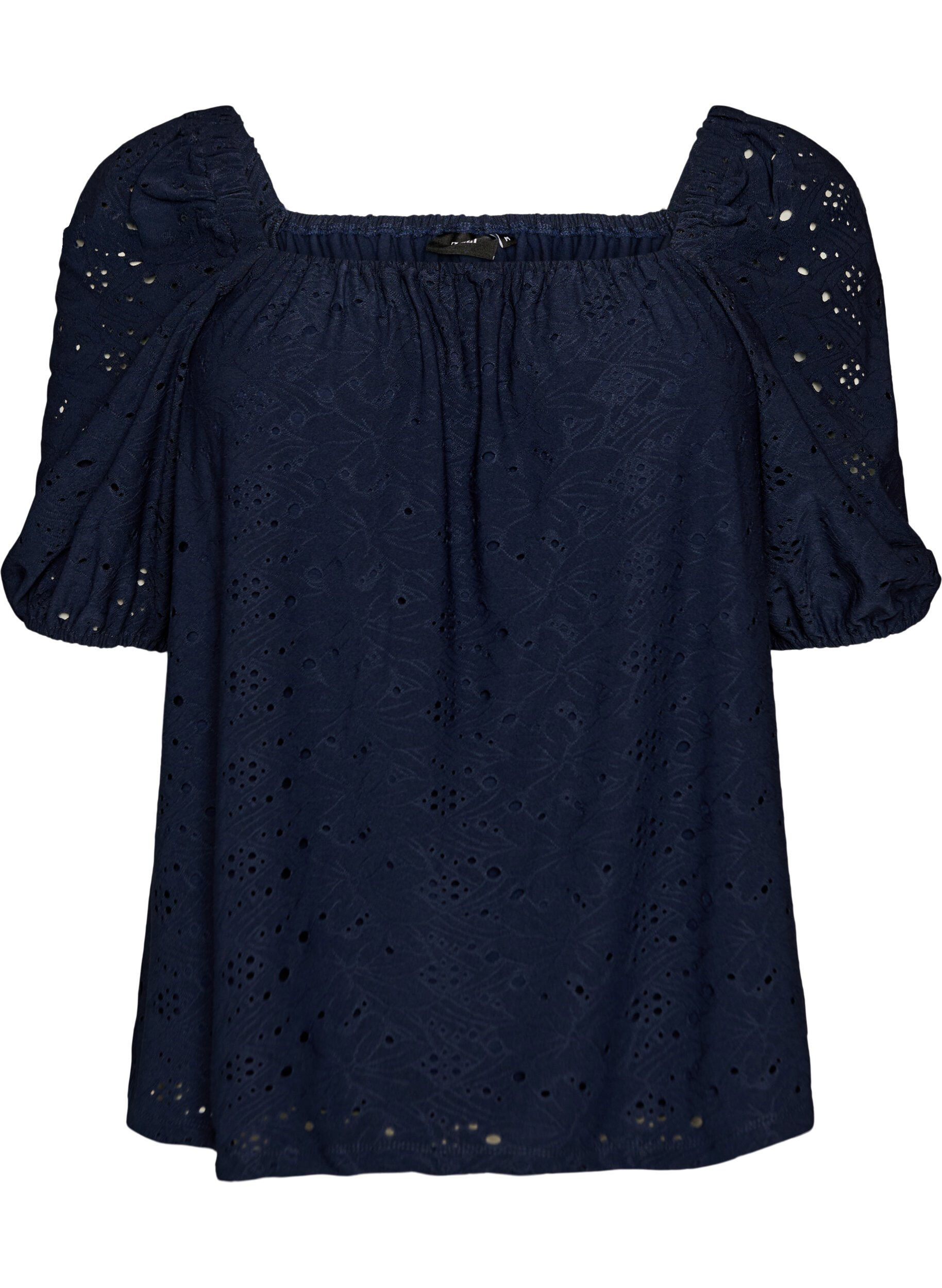 ZizziBluse mit kurzen Puff&auml;rmeln und Lochmuster, Blau, Packshot image number 0