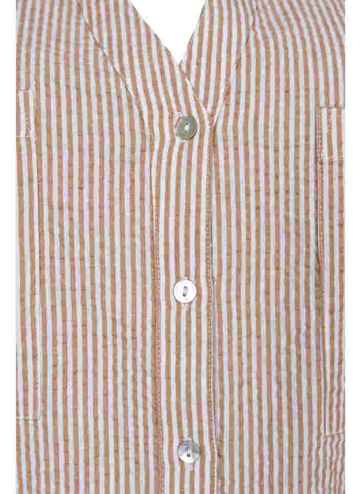Gestreiftes Baumwollhemd mit 3/4 Ärmeln, Natural Stripe, Packshot image number 2