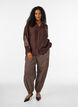 Bluse aus Viskose mit bestickten &Auml;rmeln, Braun, Model image number 1