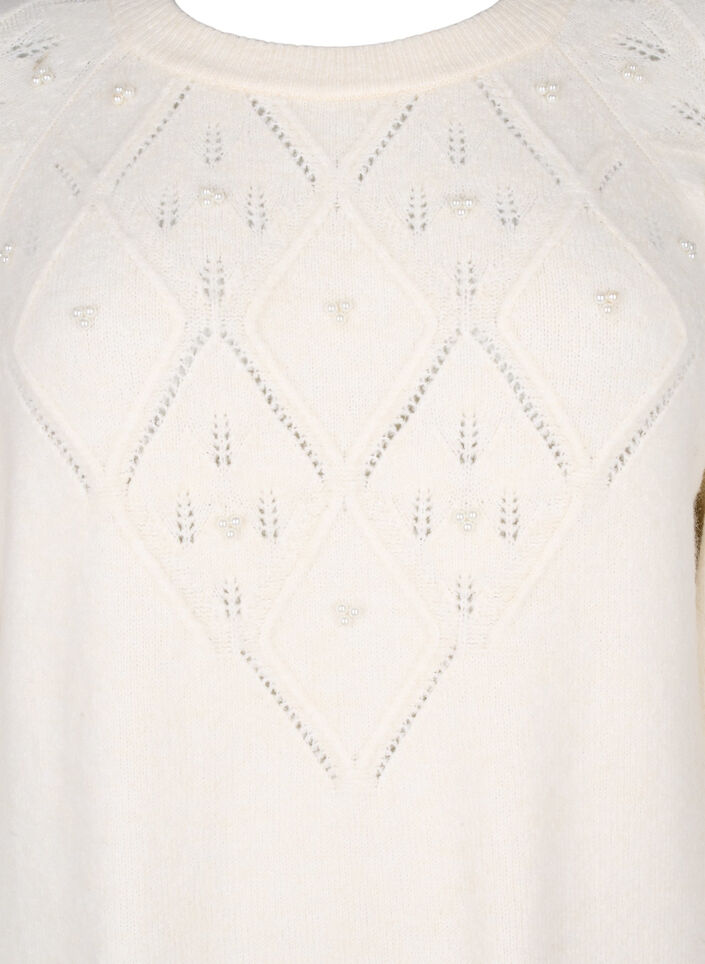 Strickkleid mit Muster und Perlen, Birch Mel., Packshot image number 2