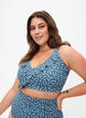 Bikini-Top mit Rüschendetails und Blumenprint, Petrol, Model image number 0