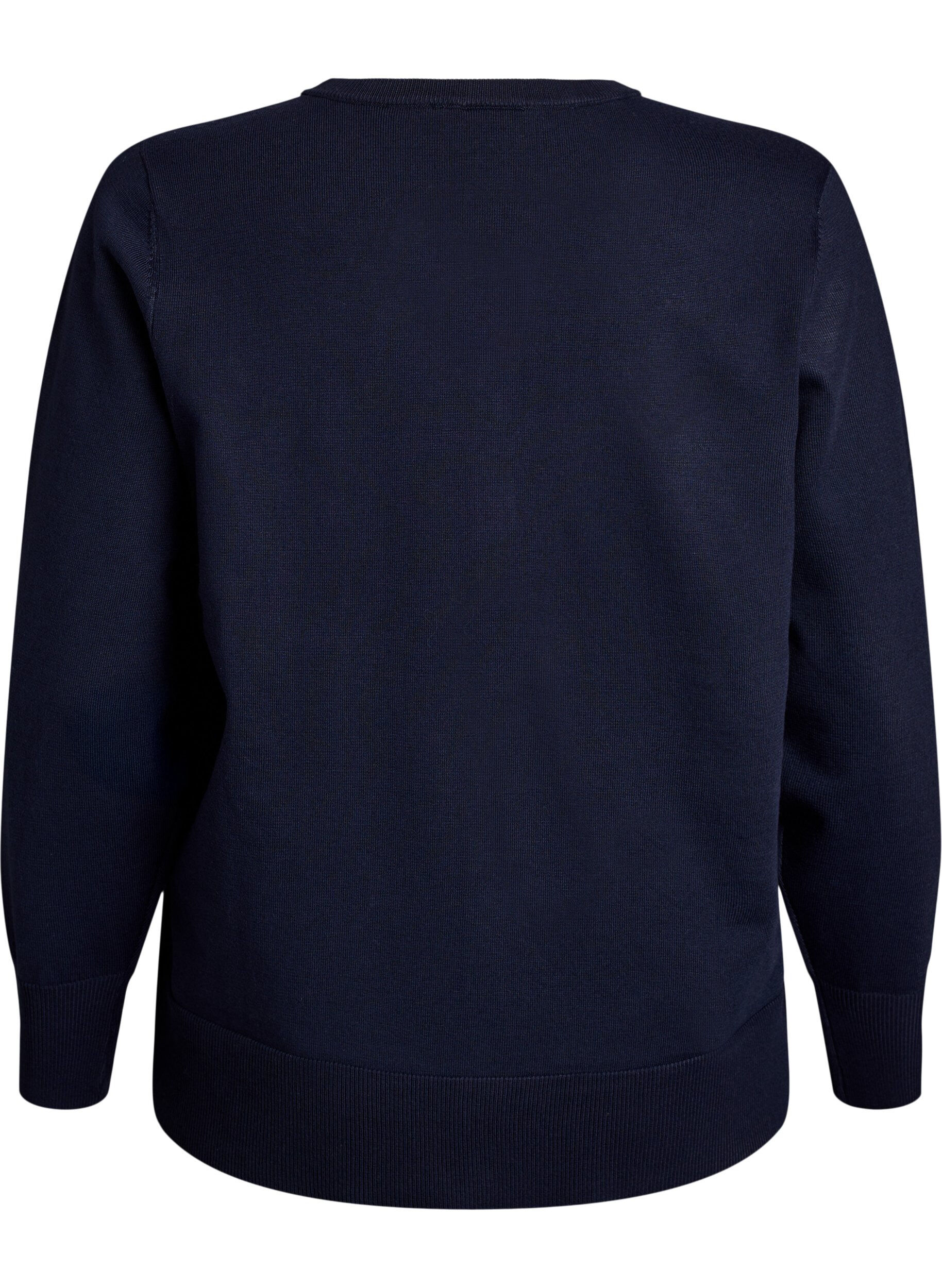 ZizziFLASH - Feinstrick-Strickjacke mit Rundhalsausschnitt, Blau, Packshot image number 1